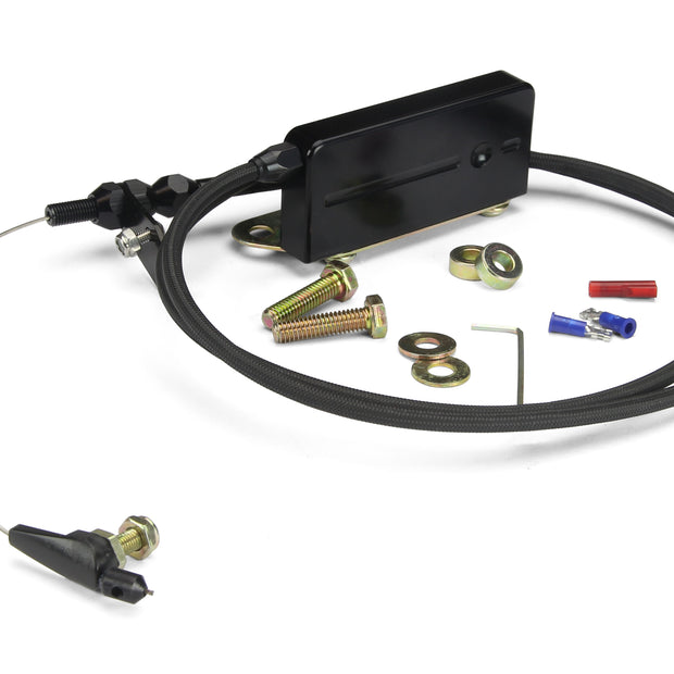 48" HI-TECH BLACK STAINLESS STEEL HOUSING ELECTRIC TH-400 KICKDOWN CABLE W/ BLACK FITTINGS