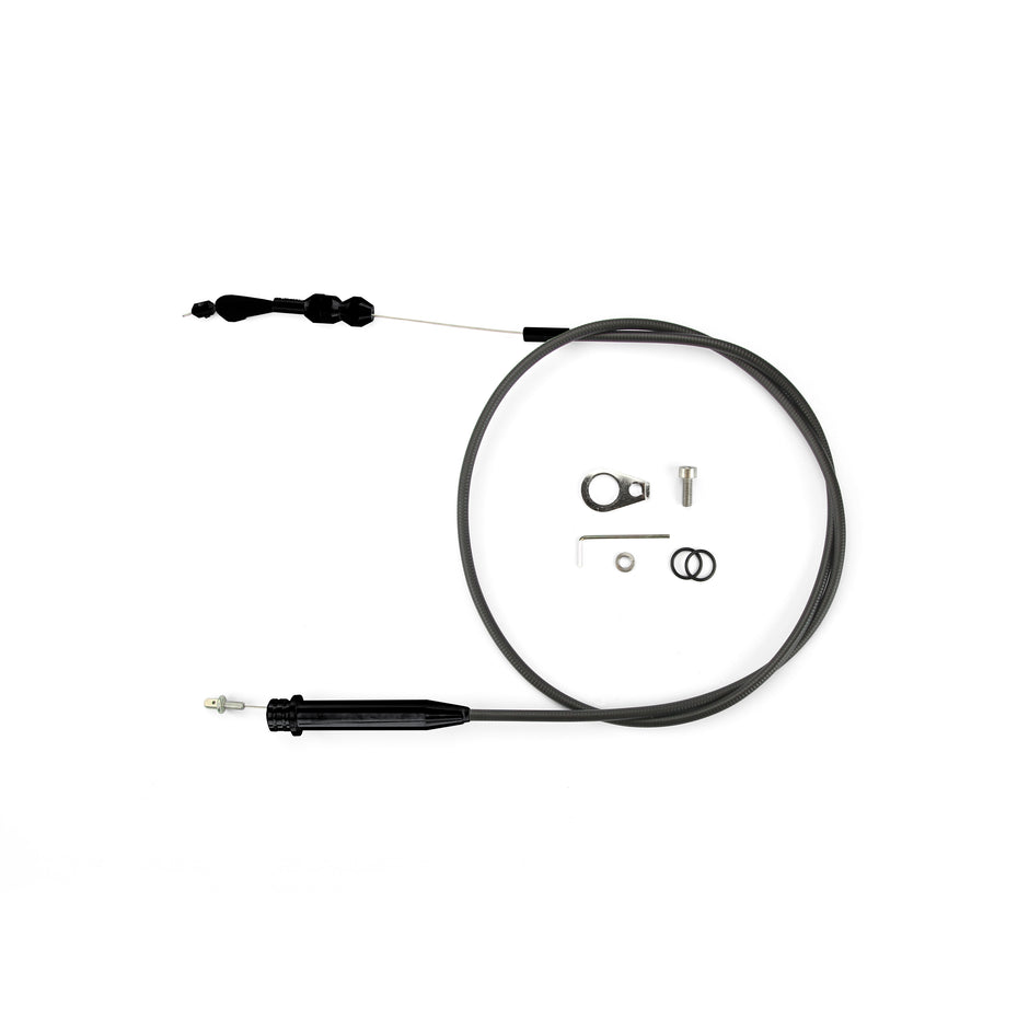 46" UNIVERSAL BLACK HOUSING 4L60 TUNED-PORT KICKDOWN CABLE W/ BLACK FITTINGS