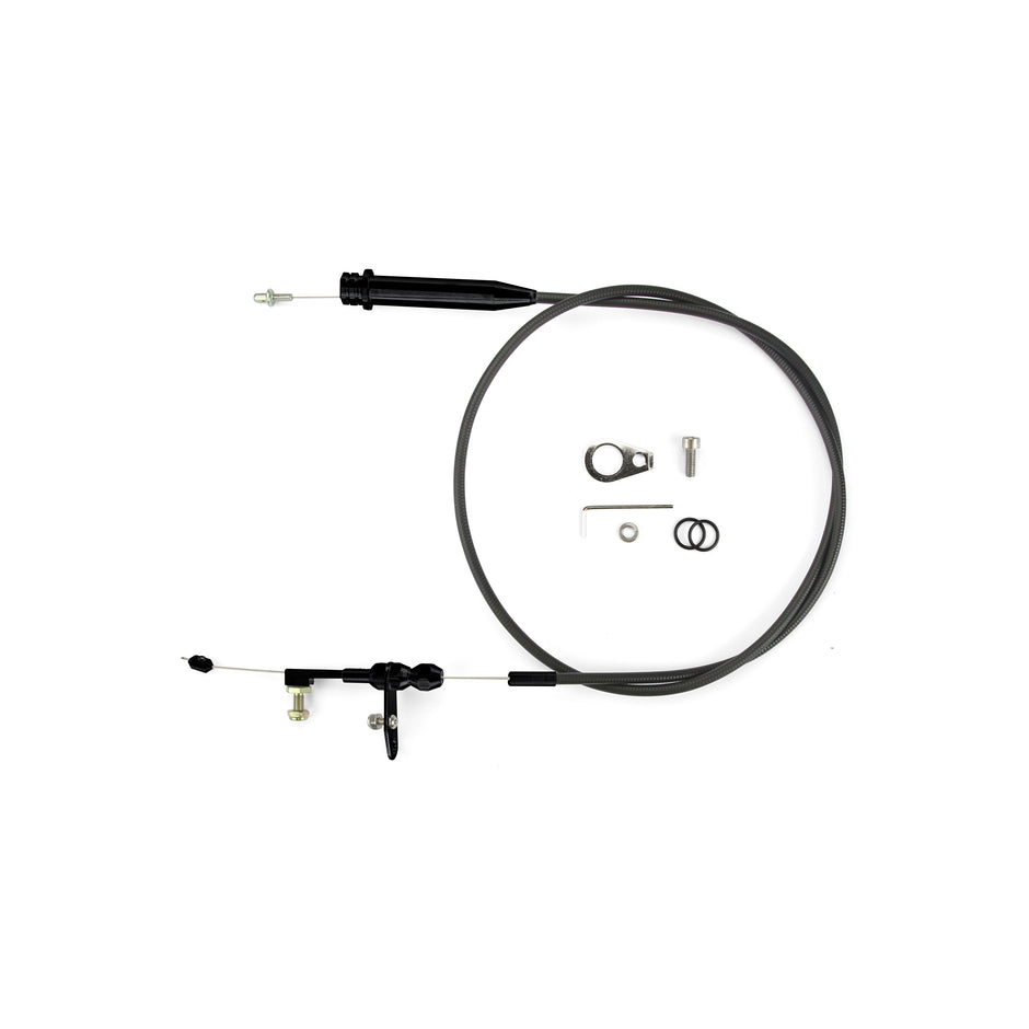 46" UNIVERSAL BLACK HOUSING 4L60 KICKDOWN CABLE W/ BLACK FITTINGS
