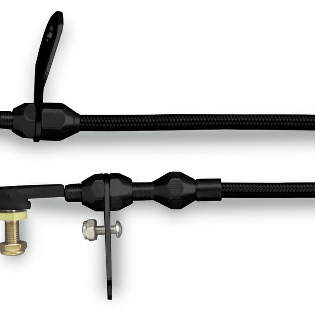 48" HI-TECH BLACK STAINLESS STEEL HOUSING 518 KICKDOWN CABLE W/ BLACK FITTINGS