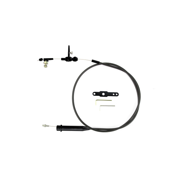 46" UNIVERSAL BLACK HOUSING 700-R4 BLOWER DRIVE KICKDOWN CABLE W/ BLACK FITTINGS