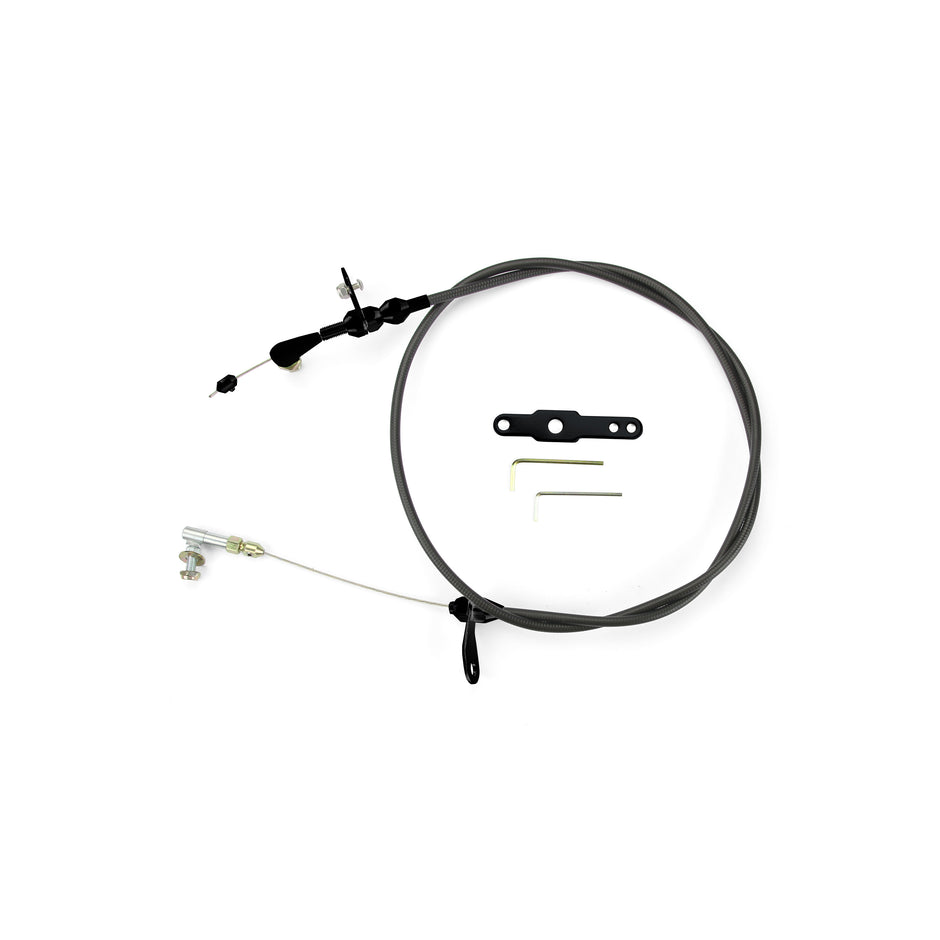 48" UNIVERSAL BLACK HOUSING 727 BLOWER DRIVE KICKDOWN CABLE W/ BLACK FITTINGS