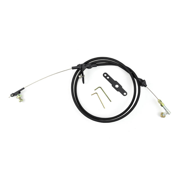 48" HI-TECH BLACK STAINLESS STEEL HOUSING 727 BLOWER DRIVE KICKDOWN CABLE W/ BLACK FITTINGS