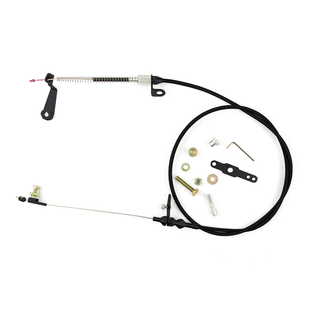 48" HI-TECH BLACK STAINLESS STEEL HOUSING AOD BLOWER DRIVE KICKDOWN CABLE W/ BLACK FITTINGS
