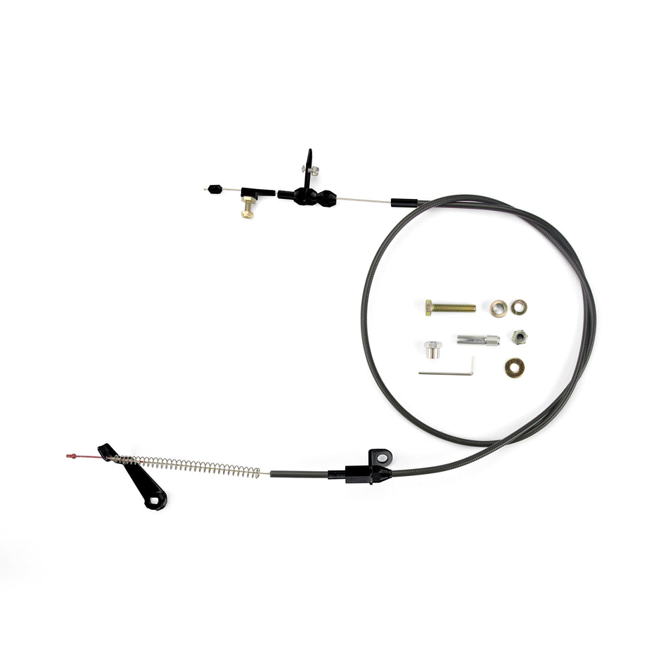 48" UNIVERSAL BLACK HOUSING AOD KICKDOWN CABLE W/ BLACK FITTINGS
