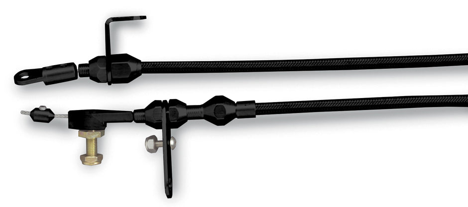 48" HI-TECH BLACK STAINLESS STEEL HOUSING FMX KICKDOWN CABLE W/ BLACK FITTINGS