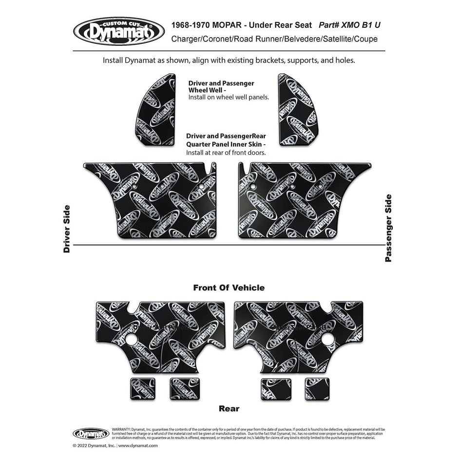 1968-1970 Dodge Charger / Mopar B-Body Convertible Under Rear Seat Kit - XMO B1 U2