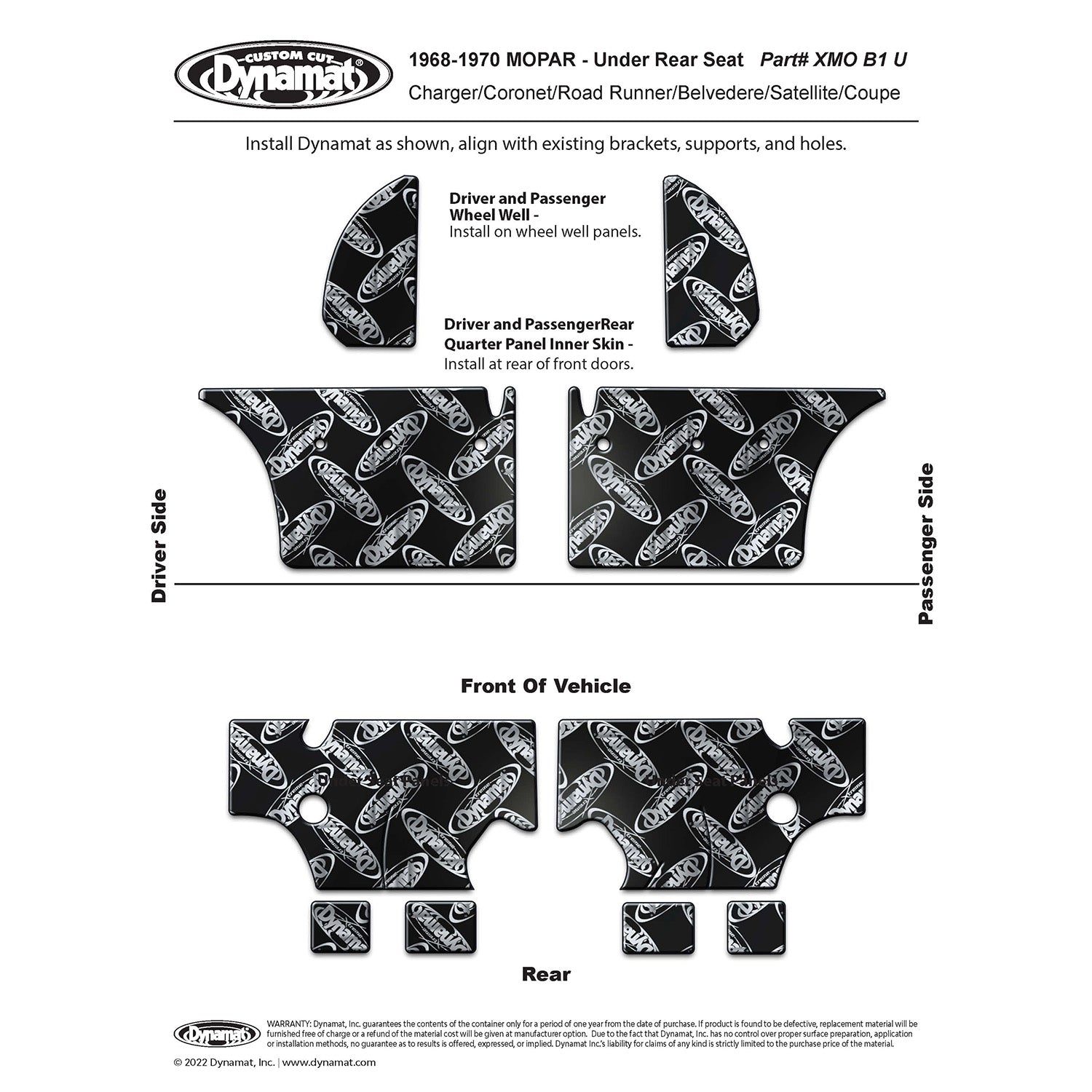 1968-1970 Dodge Charger / Mopar B-Body Convertible Under Rear Seat Kit - XMO B1 U2