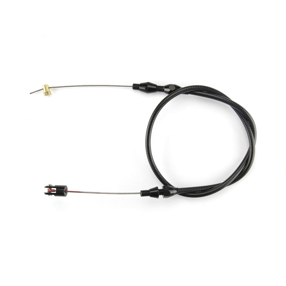 36" UNIVERSAL BLACK HOUSING BORLA 8 STACK INJECTION THROTTLE CABLE W/ BLACK FITTINGS