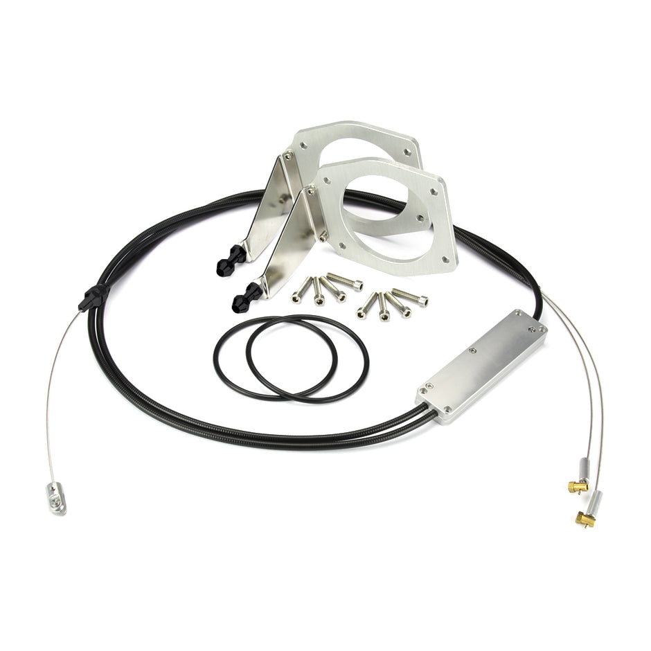 UNIVERSAL BLACK HOUSING HOLLEY DUAL PLENUM 92MM INTAKE THROTTLE CABLE W/ BLACK FITTINGS