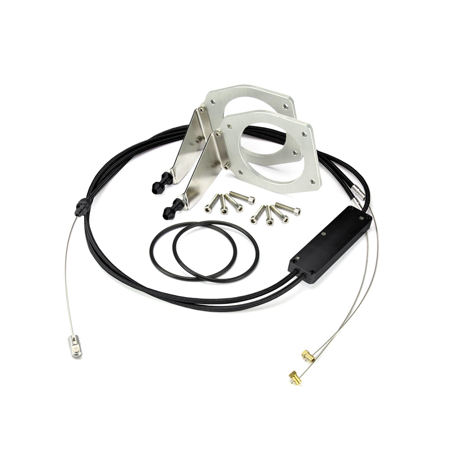 HI-TECH BLACK STAINLESS STEEL HOUSING HOLLEY DUAL PLENUM 102MM INTAKE THROTTLE CABLE W/ BLACK FITTINGS