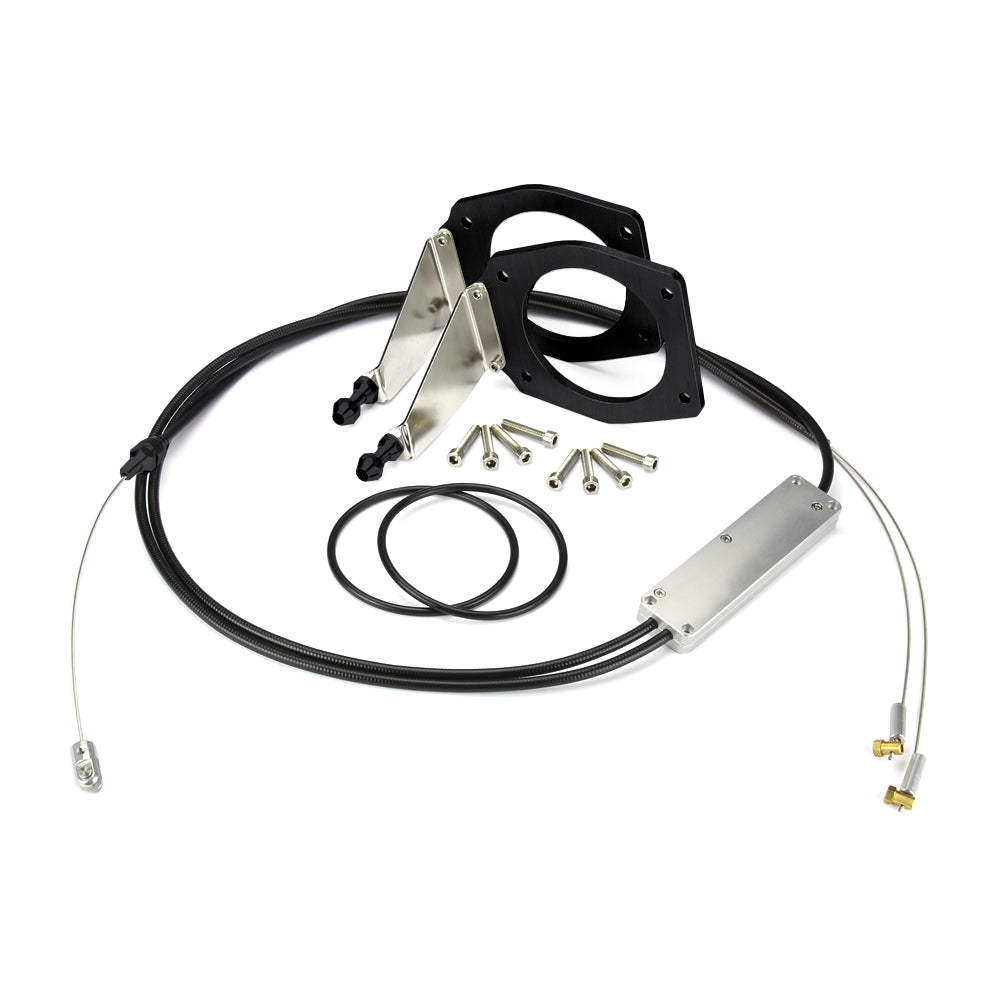 UNIVERSAL BLACK HOUSING HOLLEY DUAL PLENUM 102MM INTAKE THROTTLE CABLE W/ BLACK FITTINGS