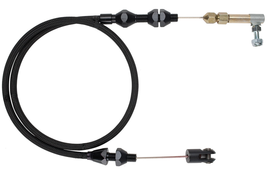 36" HI-TECH BLACK STAINLESS STEEL HOUSING THROTTLE CABLE W/ BLACK FITTINGS