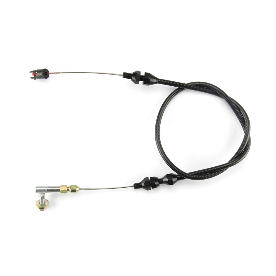 24" UNIVERSAL BLACK HOUSING RAMJET THROTTLE CABLE W/ BLACK FITTINGS