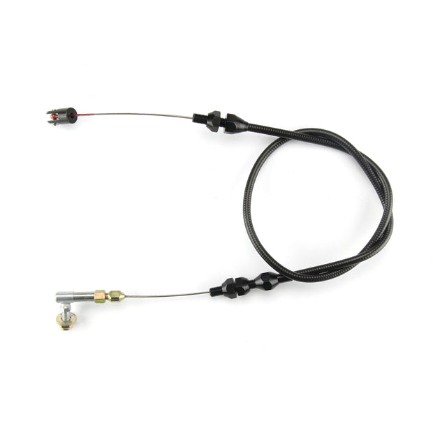 24" UNIVERSAL BLACK HOUSING RAMJET THROTTLE CABLE W/ BLACK FITTINGS