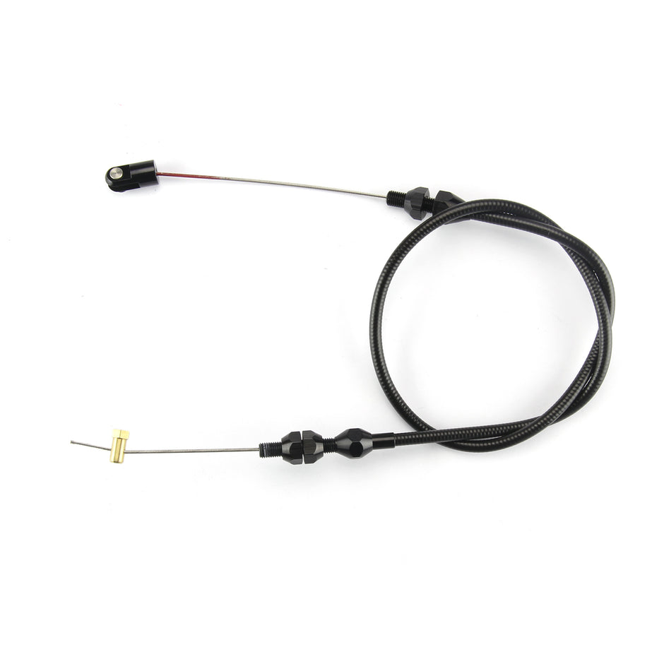 36" UNIVERSAL BLACK HOUSING VORTEC THROTTLE CABLE W/ BLACK FITTINGS