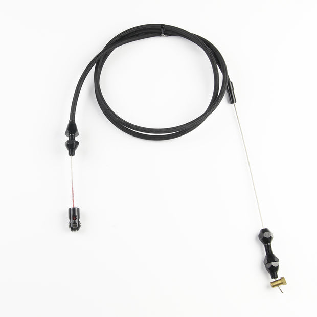 24" HI-TECH BLACK STAINLESS STEEL HOUSING TUNED-PORT THROTTLE CABLE W/ BLACK FITTINGS