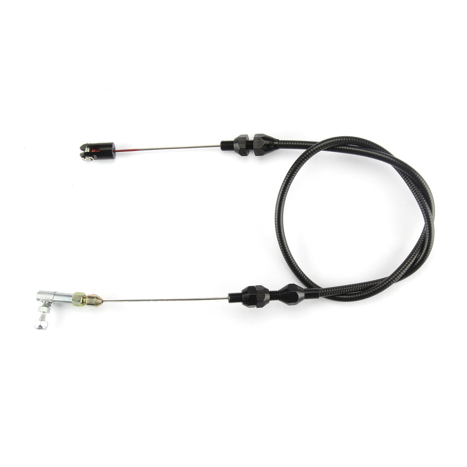 24" UNIVERSAL BLACK HOUSING THROTTLE CABLE W/ BLACK FITTINGS