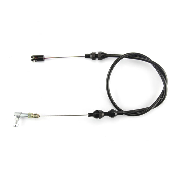 36" UNIVERSAL BLACK HOUSING THROTTLE CABLE W/ BLACK FITTINGS
