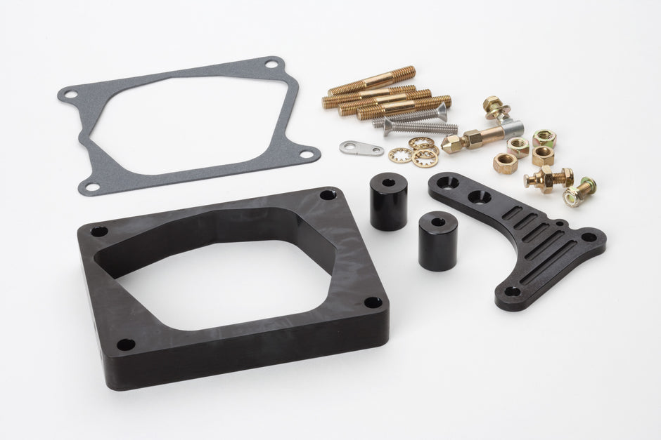 BRACKET EDELBROCK PRO-FLOW W/SPACER CRUISE CONTROL BLACK BILLET ALUMINUM WITH BL