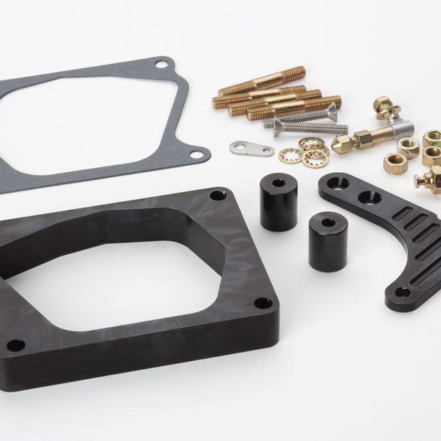 BRACKET EDELBROCK PRO-FLOW W/SPACER CRUISE CONTROL BLACK BILLET ALUMINUM WITH BL