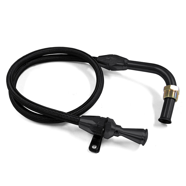 36" HI-TECH FLEXIBLE BLACK STAINLESS FIREWALL MOUNT TRANS DIPSTICK FOR C-4 PAN FILL