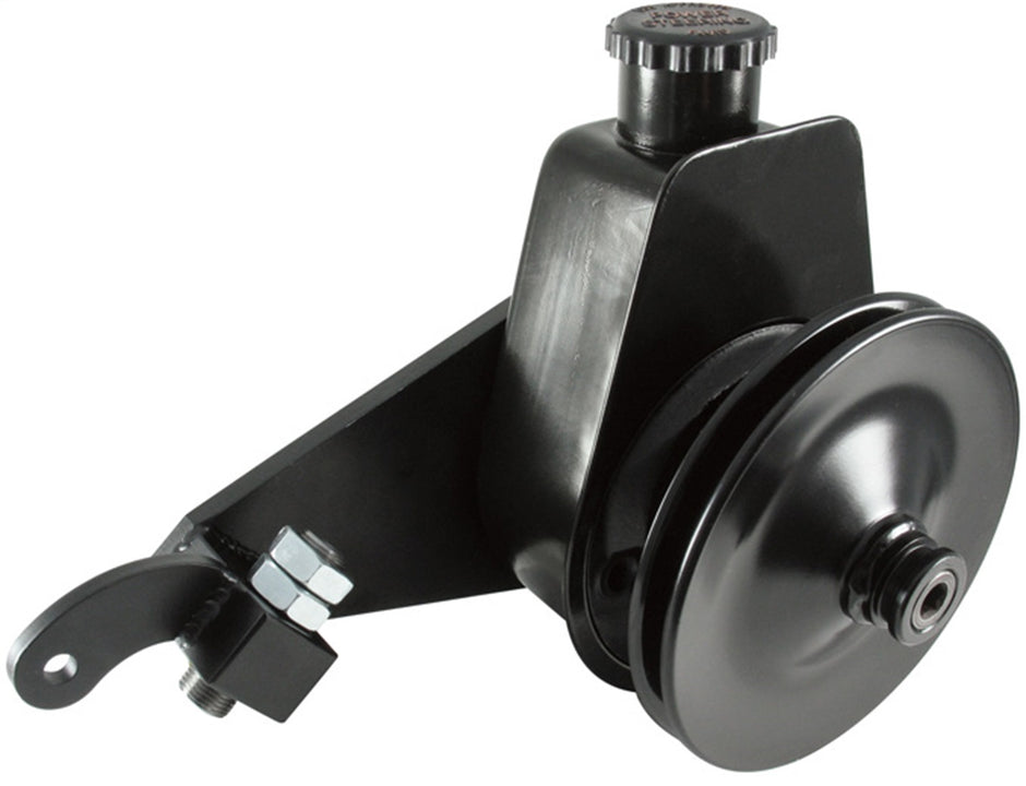 Borgeson - Power Steering Pump Kit - P/N: 800335 - Ford power steering pump upgrade. Fits Ford Y-Block. Includes pump, bracket, pulley and hardware. Painted black.