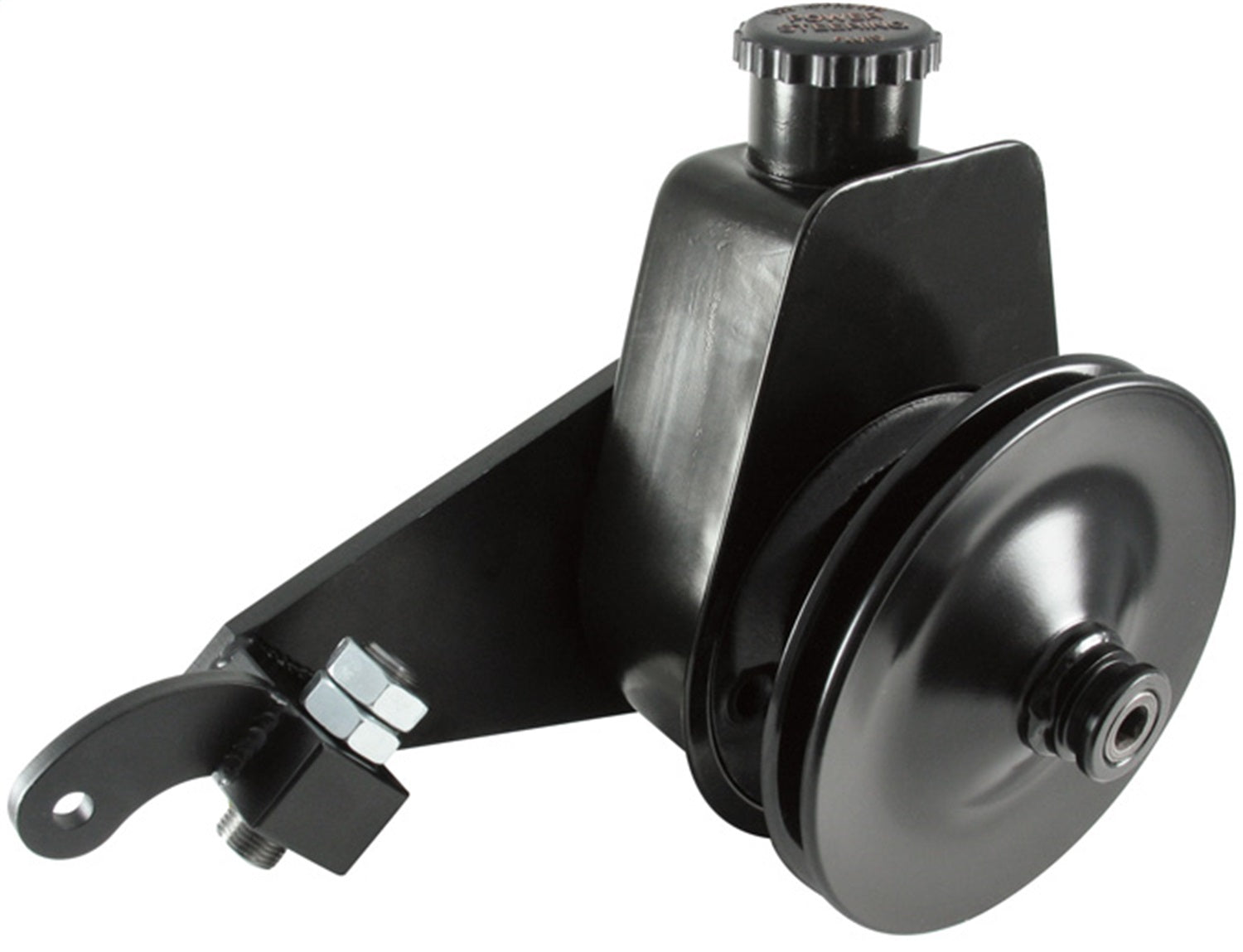 Borgeson - Power Steering Pump Kit - P/N: 800335 - Ford power steering pump upgrade. Fits Ford Y-Block. Includes pump, bracket, pulley and hardware. Painted black.