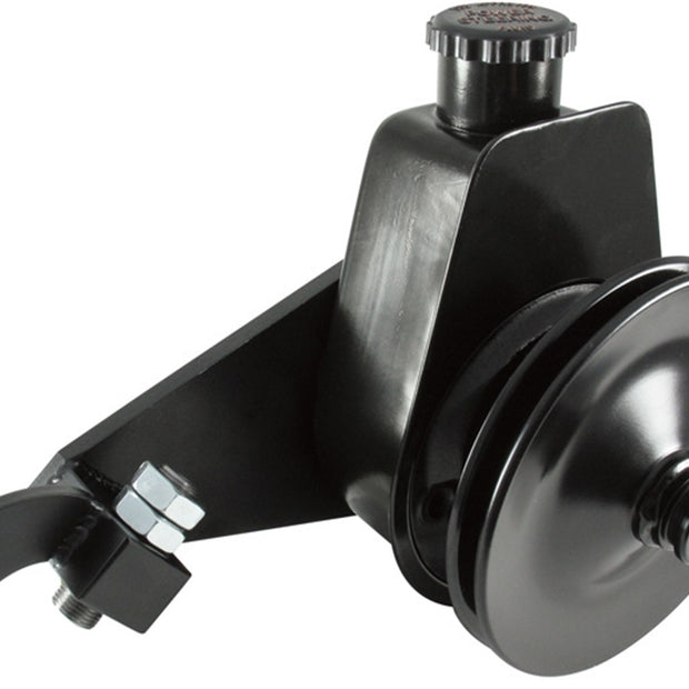Borgeson - Power Steering Pump Kit - P/N: 800335 - Ford power steering pump upgrade. Fits Ford Y-Block. Includes pump, bracket, pulley and hardware. Painted black.