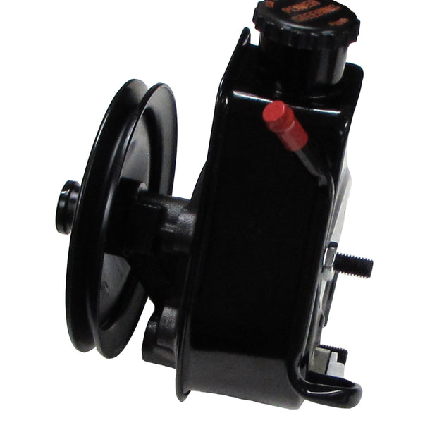 Borgeson - Power Steering Pump - P/N: 800322 - P/S Pump, Saginaw self contained, black powder coated reservoir with top return tube. Includes single row v-belt pulley.