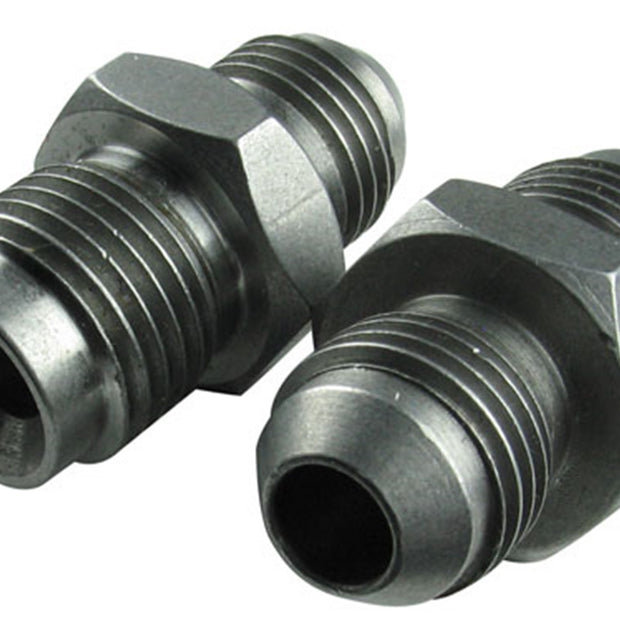 Borgeson - AN Hose Adapters - P/N: 925121 - Power Steering Hose Adapter Set. Adapts Borgeson Ford power conversion box to a -6AN for custom hose applications. Stainless Steel. -6AN to 16MM X 1.5 Flare.